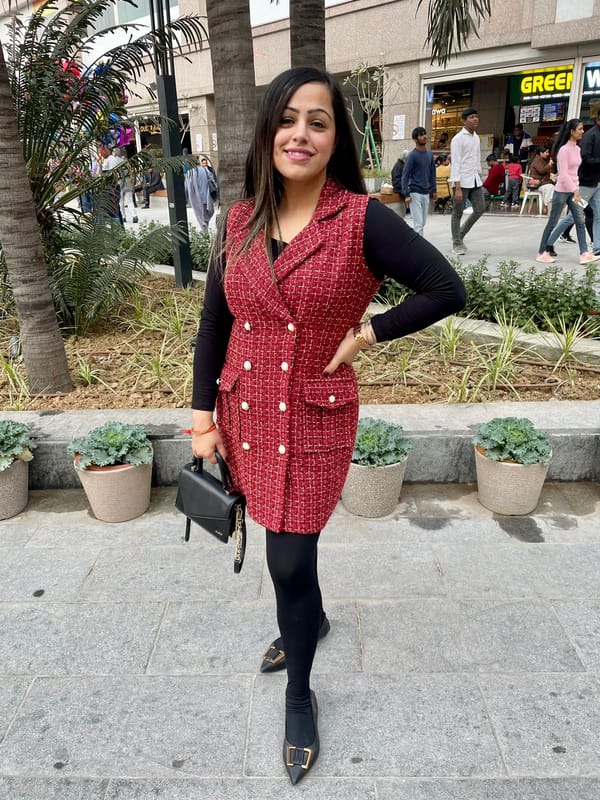 Red Tweed Double-Breasted Mini Blazer Dress — Younglings