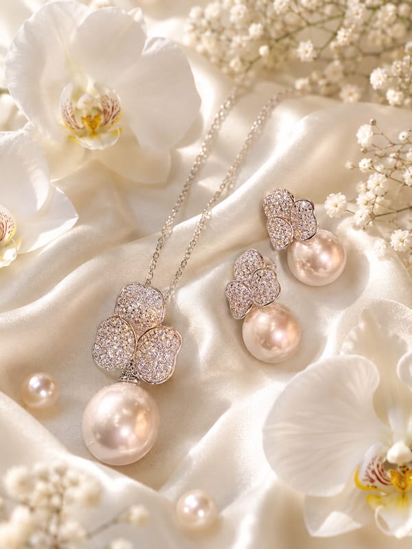 Rose Clover Pearl Pendant Set — SilvPop Jewels