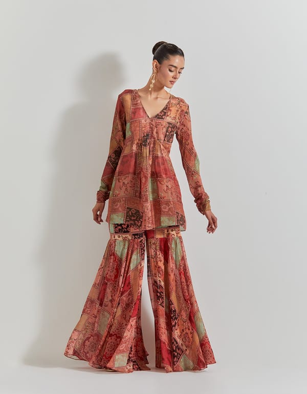 Multicolor Printed Sharara Co-ord Set — Kavita Bhartia