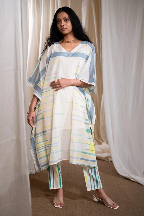 Slab Mul Kaftan With Pants And Slip (Set Of 3) — Banana Labs
