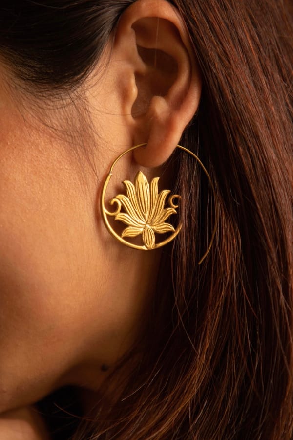 Lotus Brass Earrings — SOUL WORKS