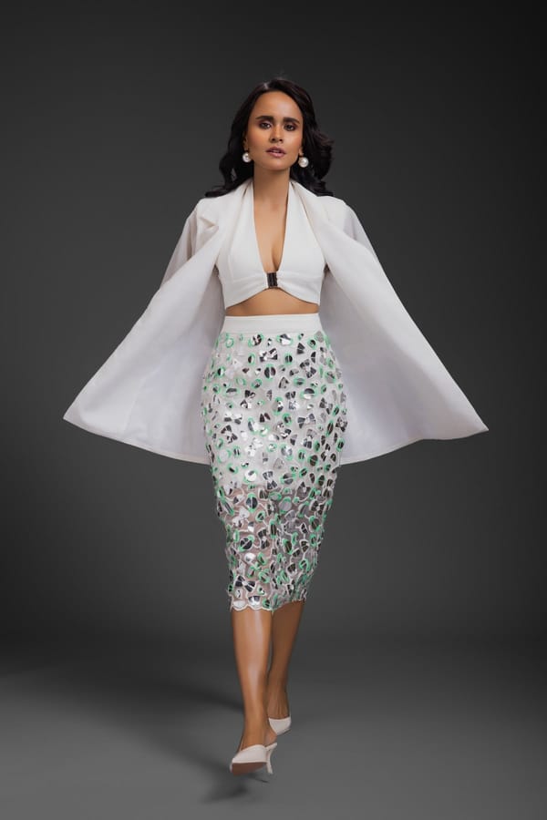 Blazer With Organza Skirt — Deepika Arora