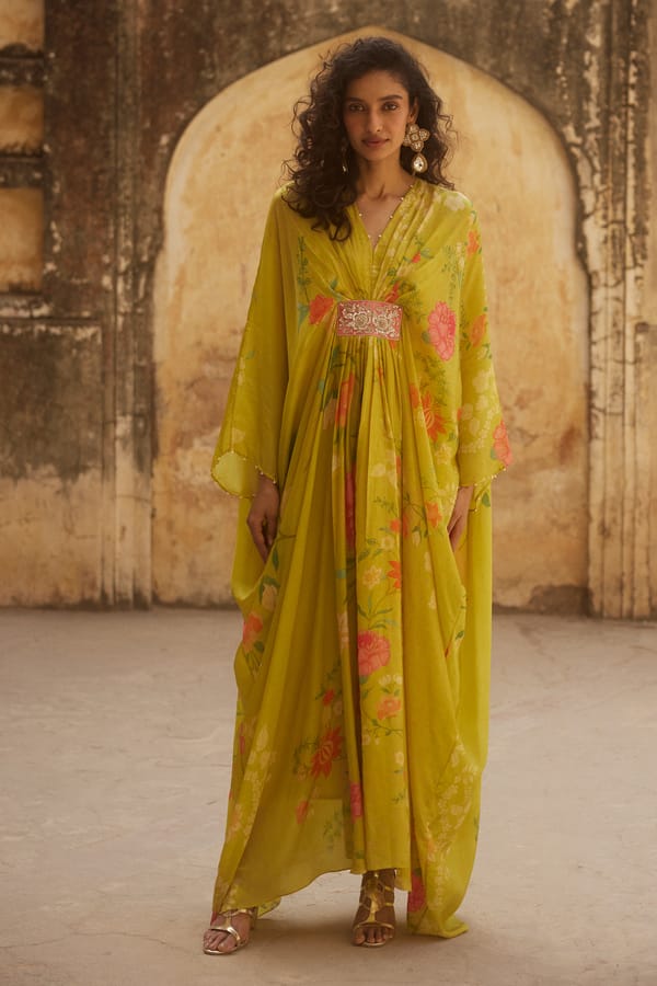 Lime Yellow Kaftan Set — Paulmi and Harsh