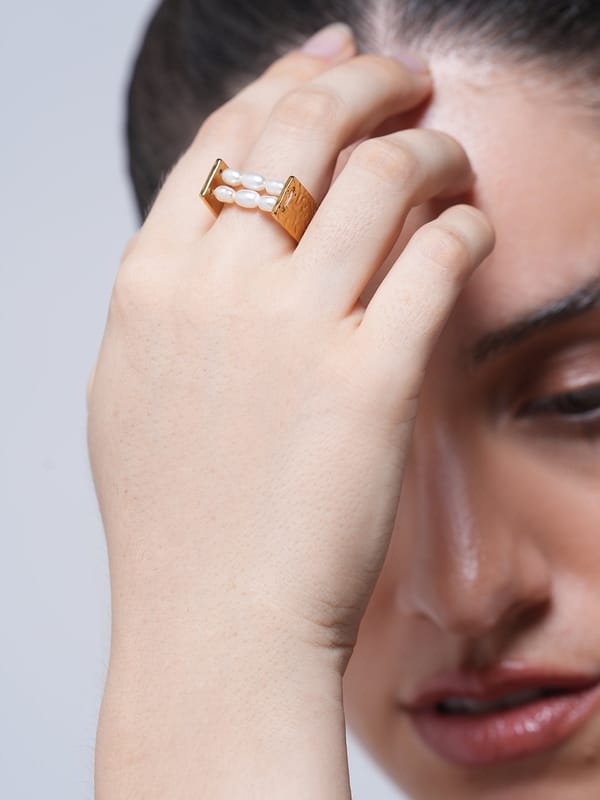 Vintage Pearl U Shape Ring — Cao Jewellery