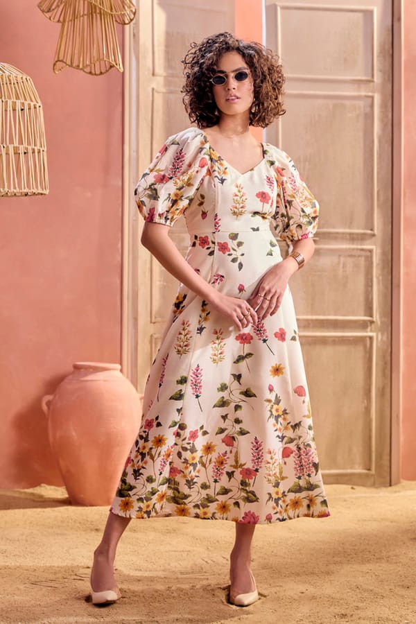 Dainty Floral Midi Dress — BOHO-CHIC