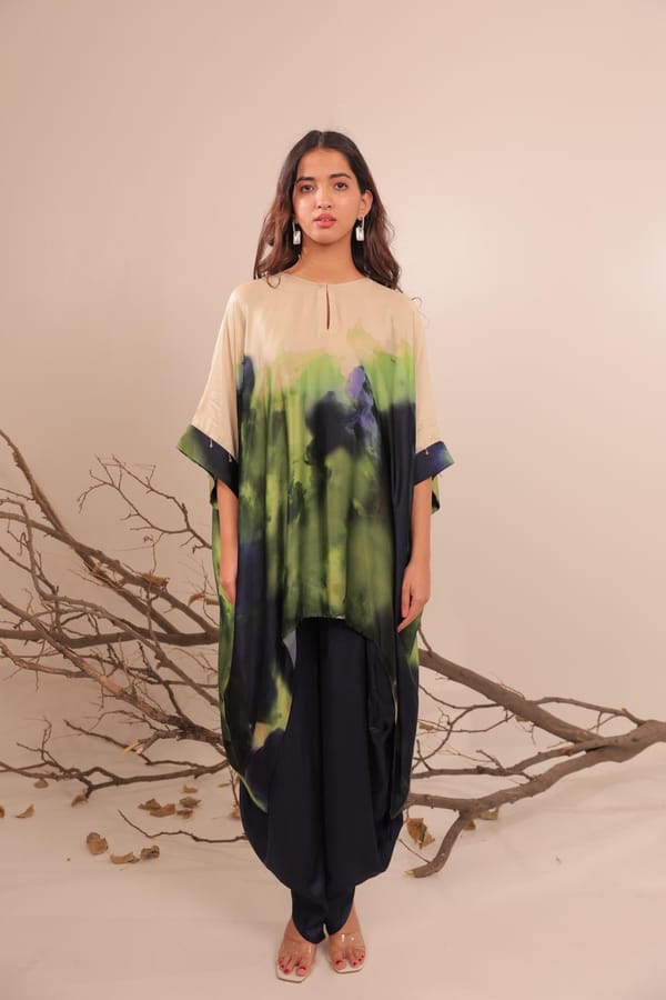 Jheel - Asymmetric Kaftan Set — Surkh Syahi