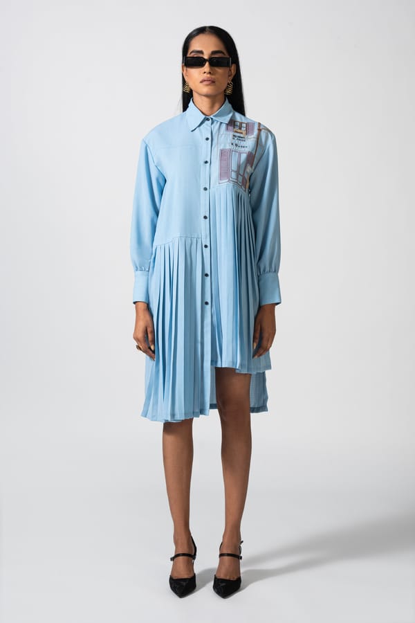 Blue Haven Pleated Dress — Pocketful Of Cherrie