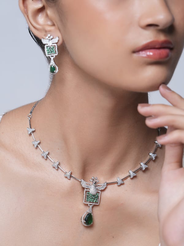 Sleek Green AD Necklace — Cao Jewellery