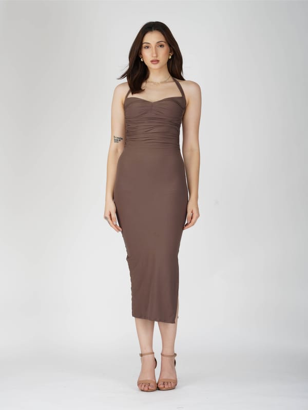 Brown Sweetheart Neckline Dress - Ray Dress (Coco) — Select Staples