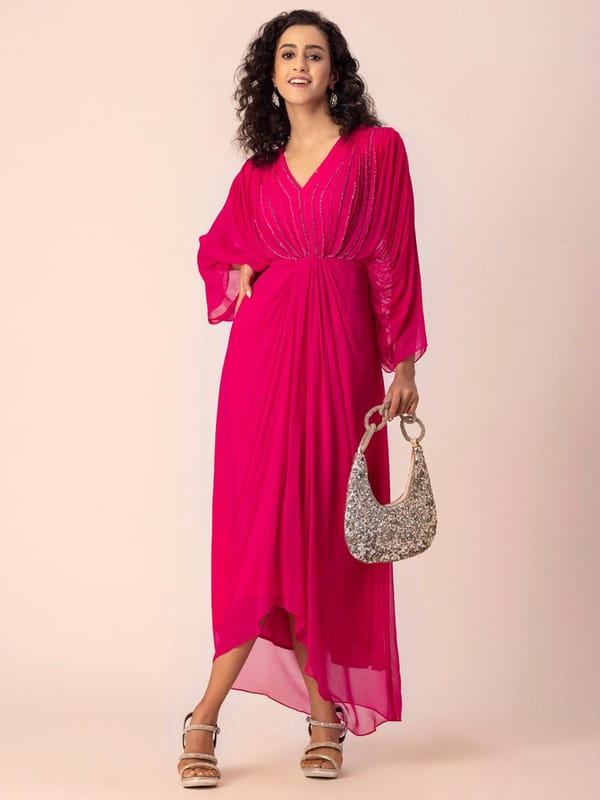 Coral Drape Dress — EWOKE STUDIO
