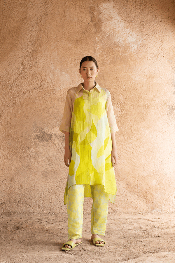 Prism Bud Neon Green Kurta Set — CLOS