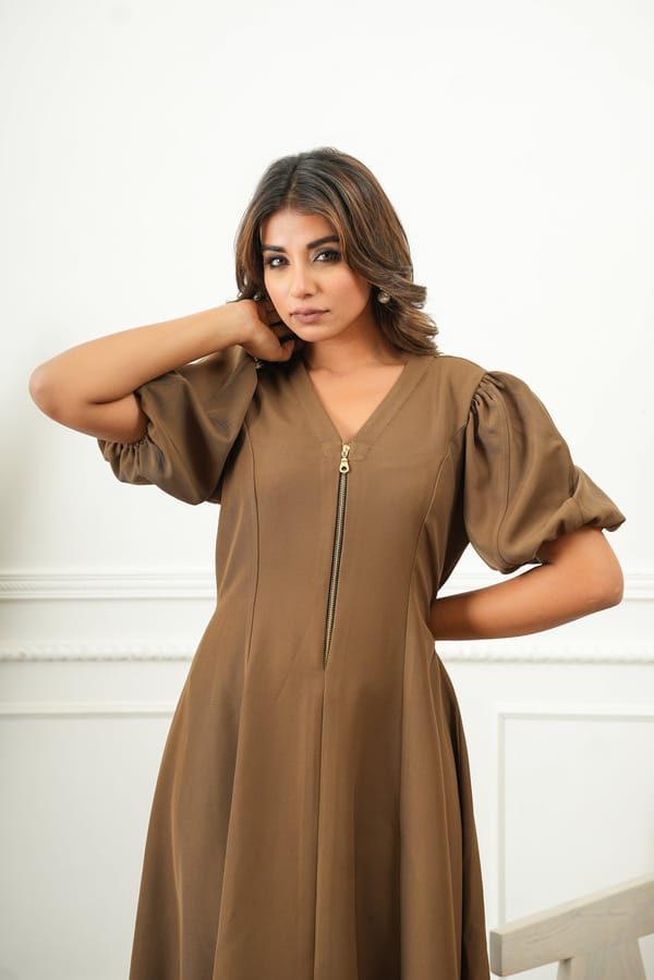 Classic Brown Midi Dress — ADITI & PALLAVI