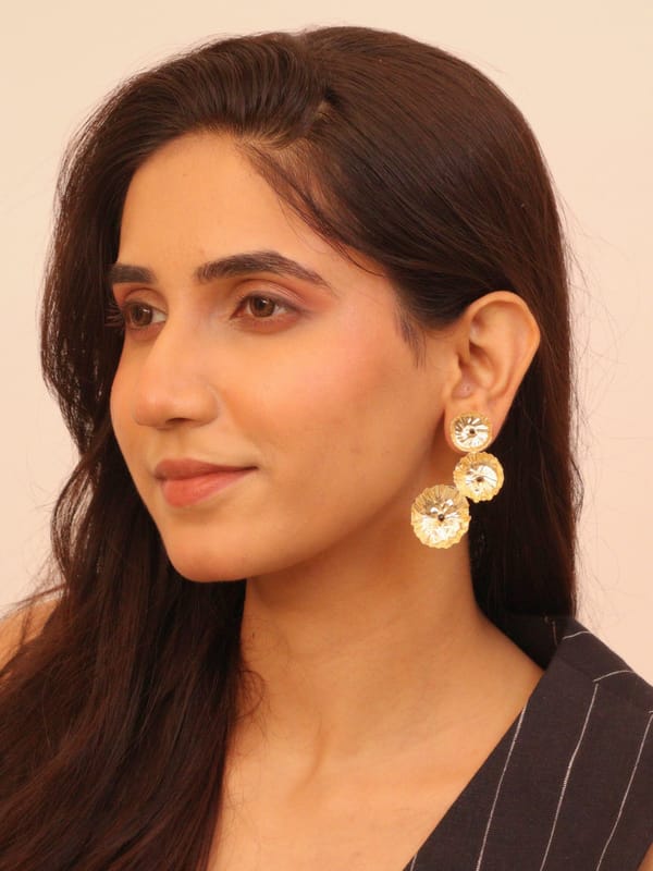 Gulkari Brass Earrings for Women 18K Gold Plated — Viana Jewels