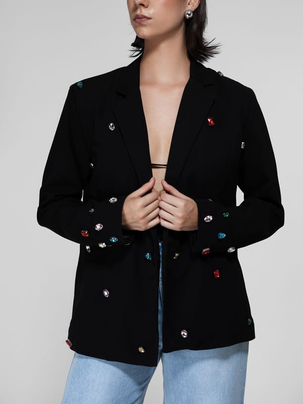 Gem-Embellished Oversized Blazer — The Clothing Factory