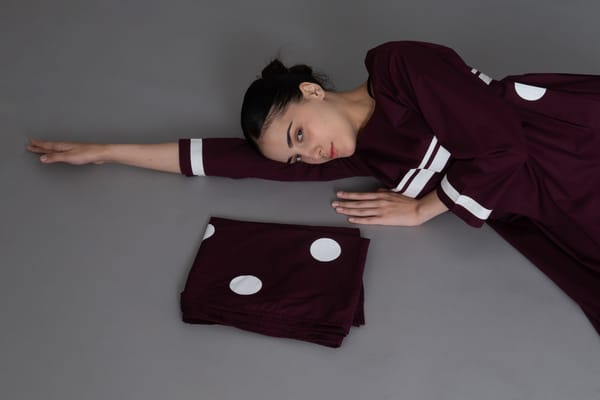 Maroon Polka Pleated Back Dress Co-ord with Scraff — Khat