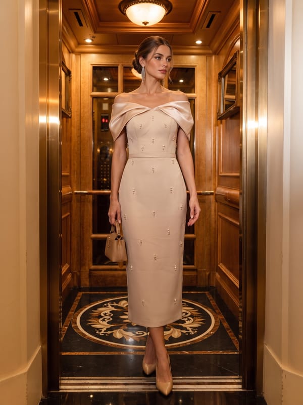 Pearl Off-Shoulder Bow Midi Dress — Sibel Aydin