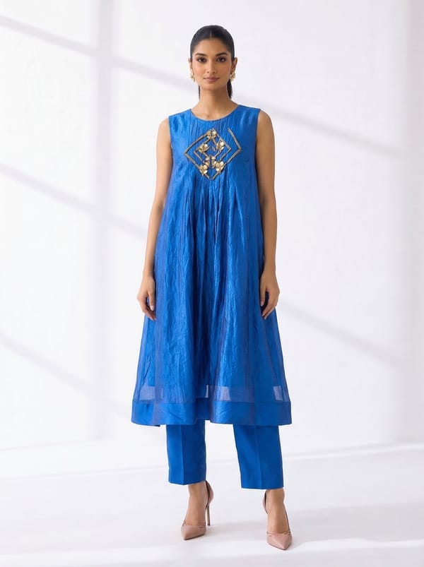 Zoya Pleated Kurta With Pants — Isha Sawhney