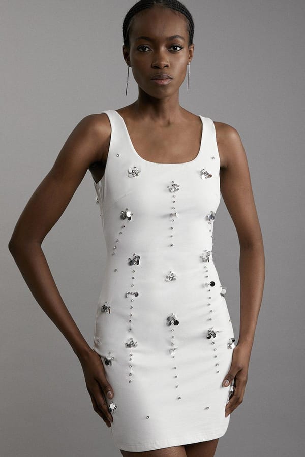 Ivory Embellished Bodycon Mini Dress — KAREN MILLEN