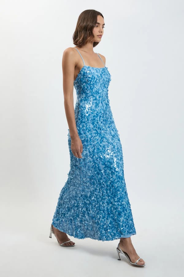 Sequin Strappy Woven Maxi Dress — KAREN MILLEN