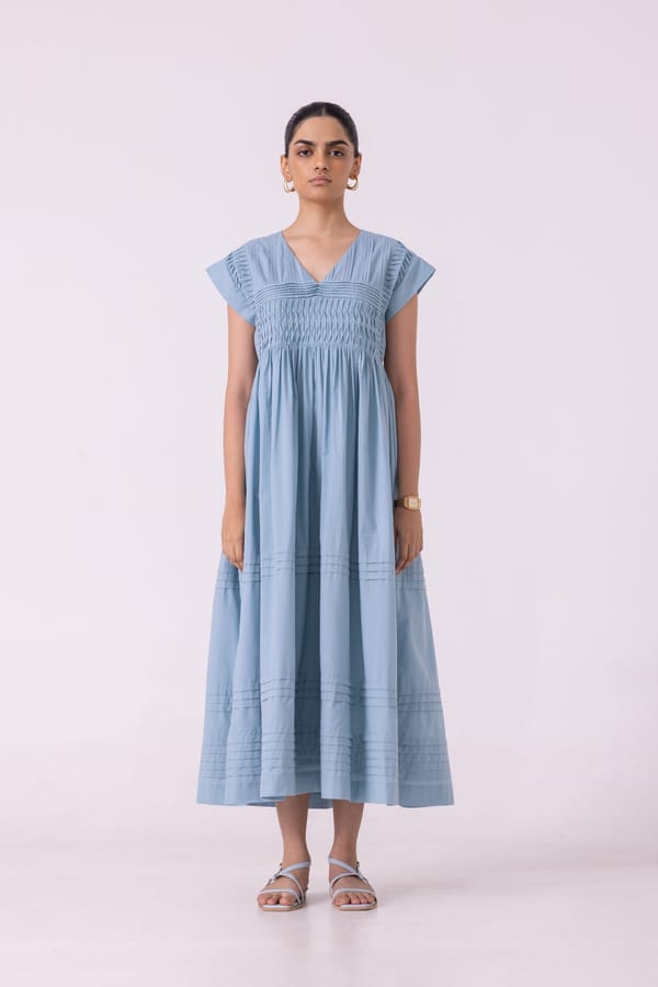 Aelia Pleated Midi Dress — The Summer House