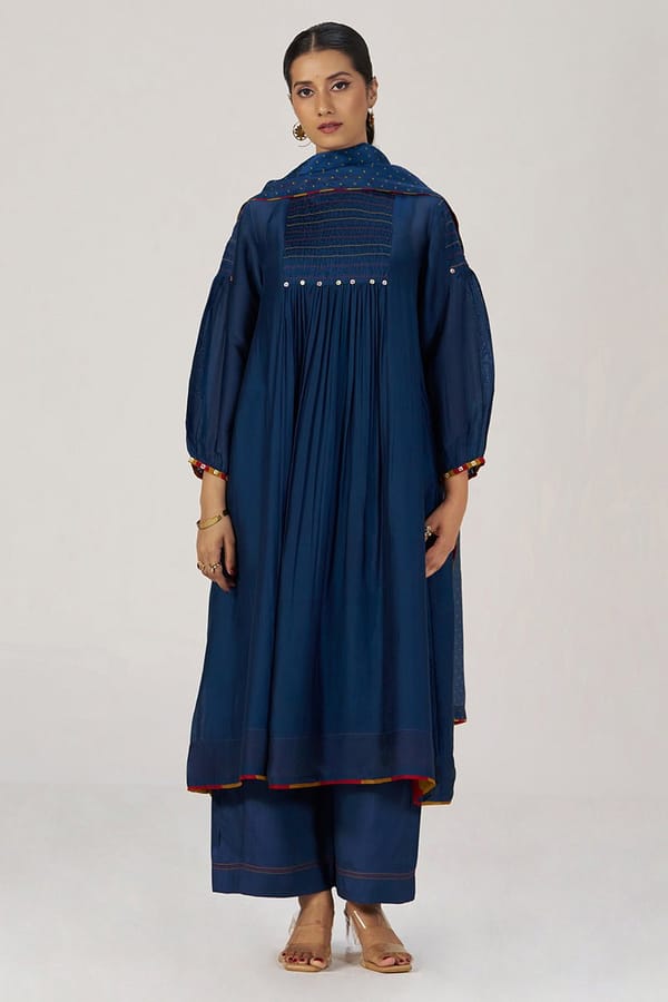 Blue Opal Silk Festive Kurta Set — Ganga Fashions Pvt Ltd