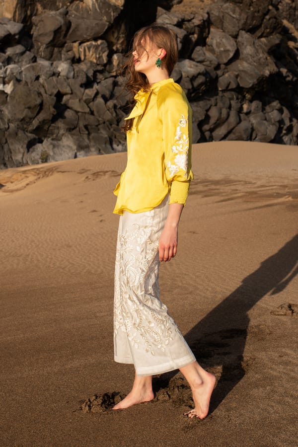 Ivory Embroidered Tulle Culotte Pants — Dash and Dot