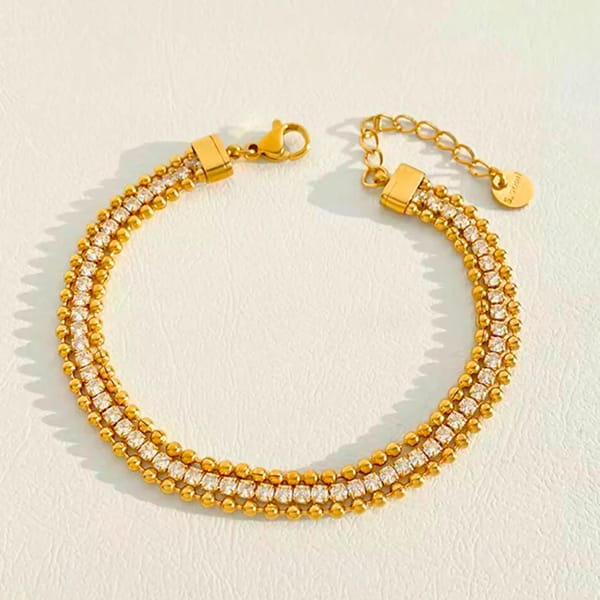 Bead & Zircon stackable tennis bracelet, Glaze — Inaya Accessories