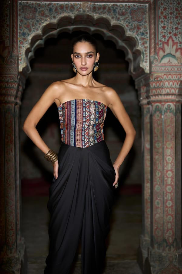 Ornamental Stripe Multicolour Corset Top — Dash and Dot