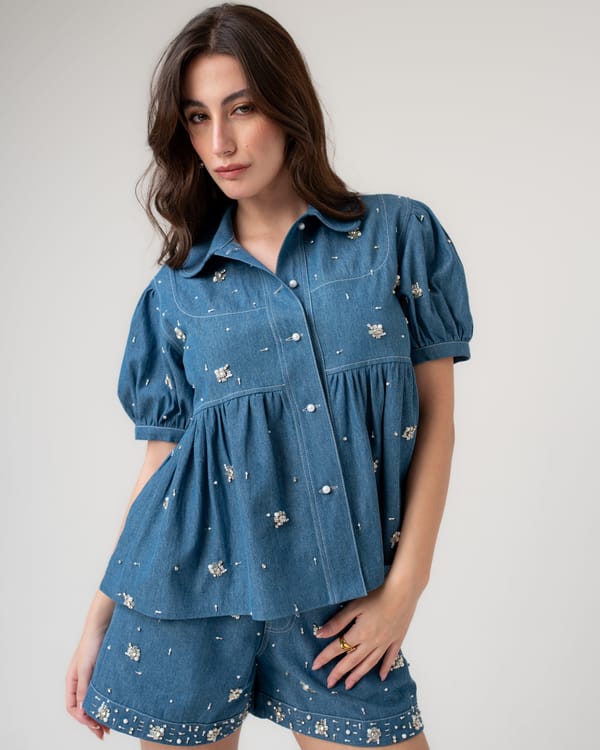 Bijou Puff-Sleeved Top — MAGIA
