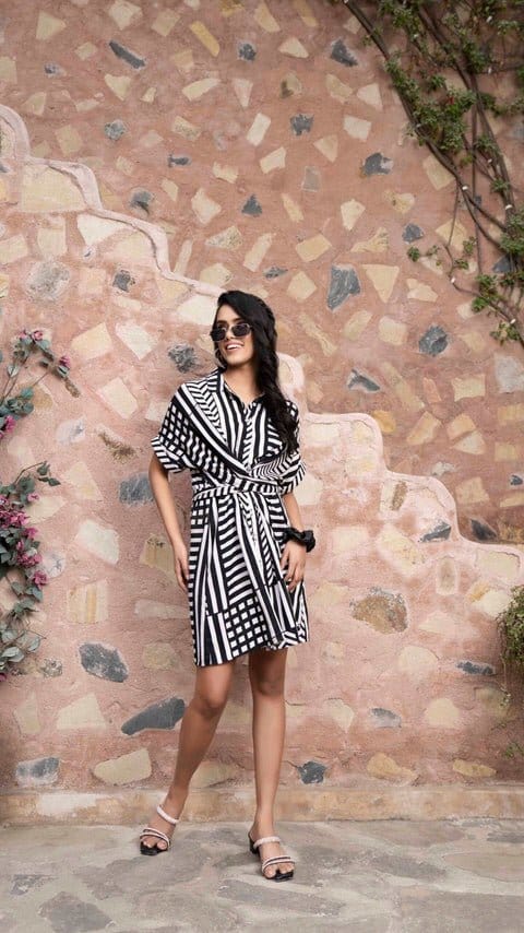 Black and White Wrap Around Dress — Western Era