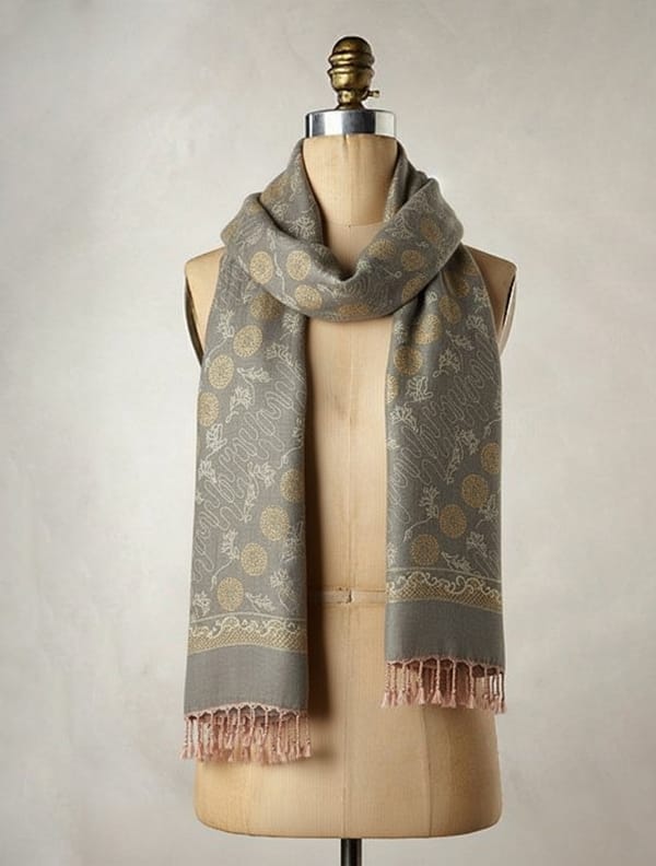 Sage Flora Woollen Stole — Truebrowns