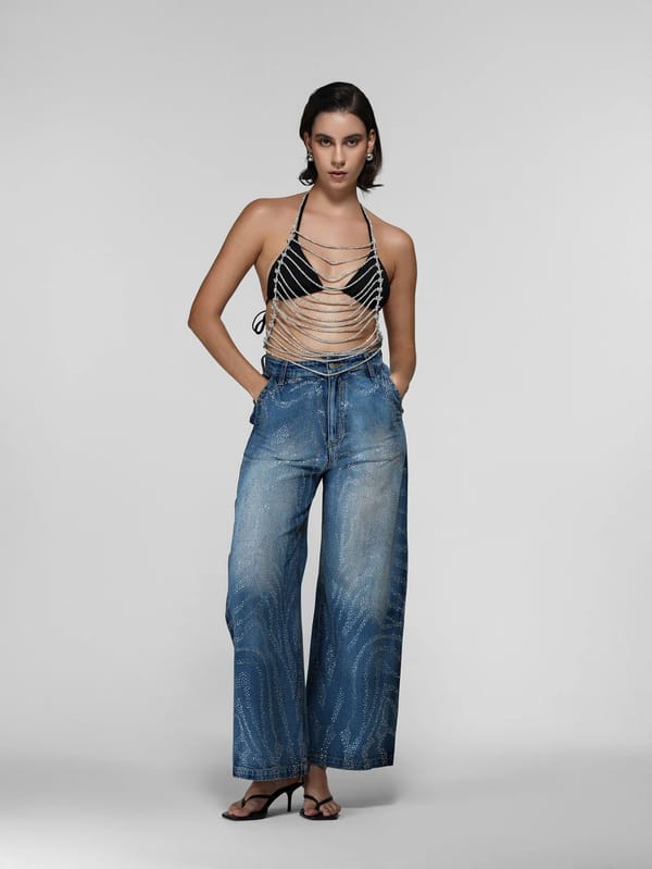 Zebra Rhinestone Wide-Leg Jeans — The Clothing Factory