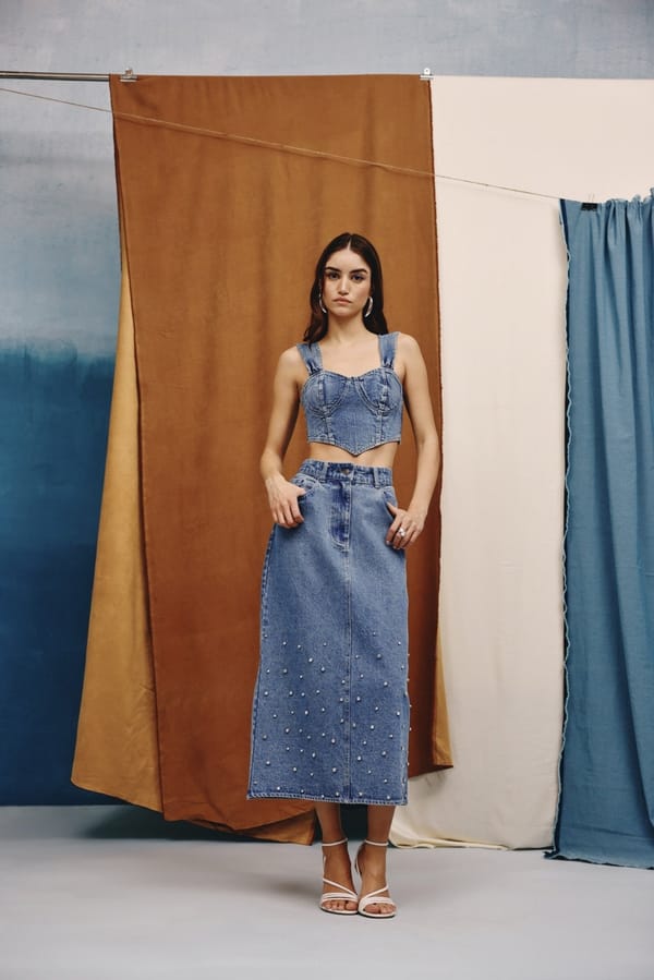 Deep Indigo Denim Corset Bustier Top — quietBOLD