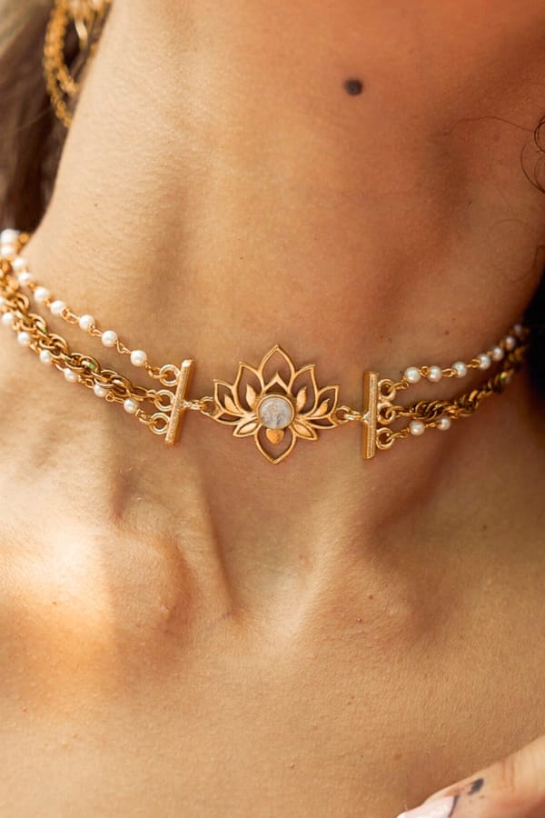 Moonstone Lotus Choker — SOUL WORKS