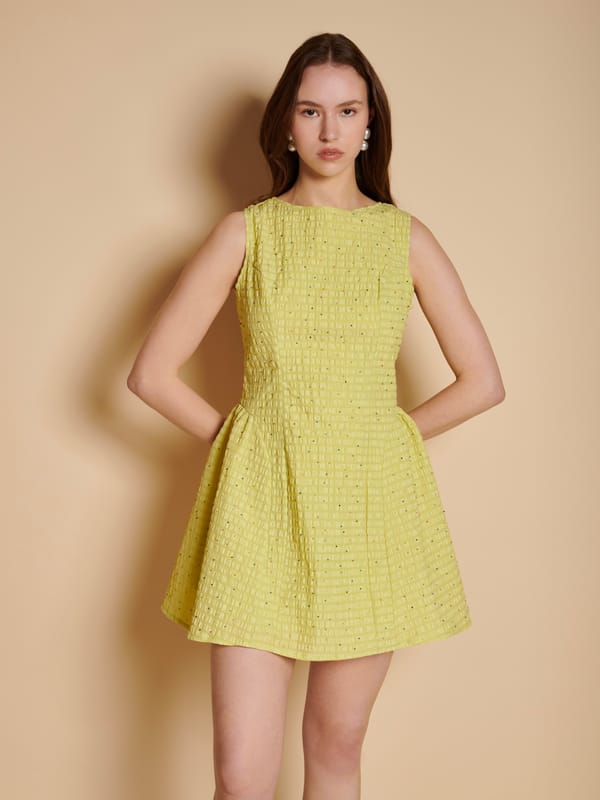 Green Textured Fit and Flare Mini Dress — SISTER JANE