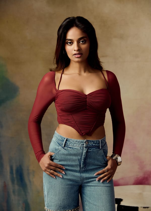 Burgundy Ruched Mesh Corset Top with Sheer Full Sleeves — Lea Clothing