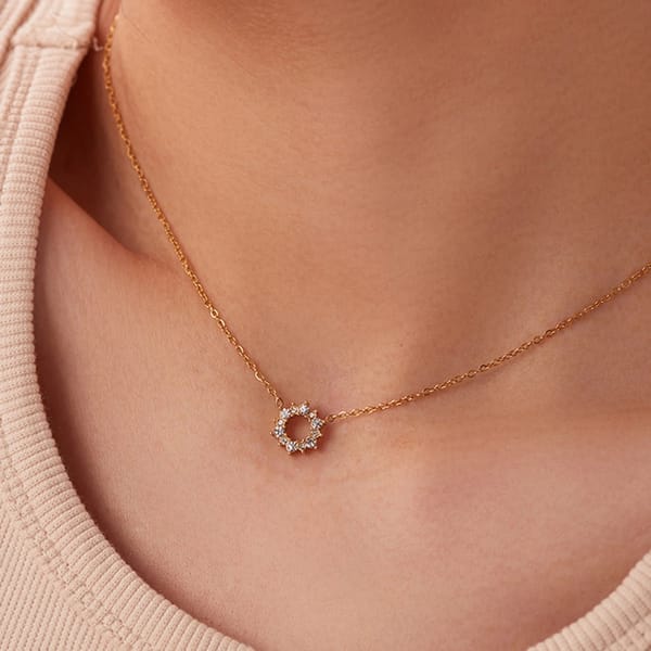 Minimalistic Cubic Zirconia Sun Necklace, Diana — Inaya Accessories