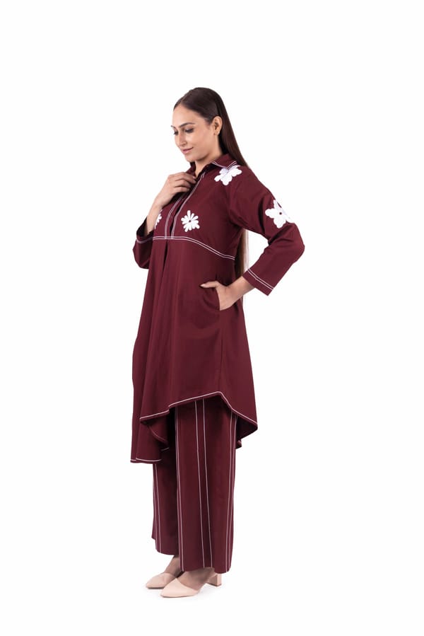 Brick Embroidery Dress With Broad Bottom — Khat
