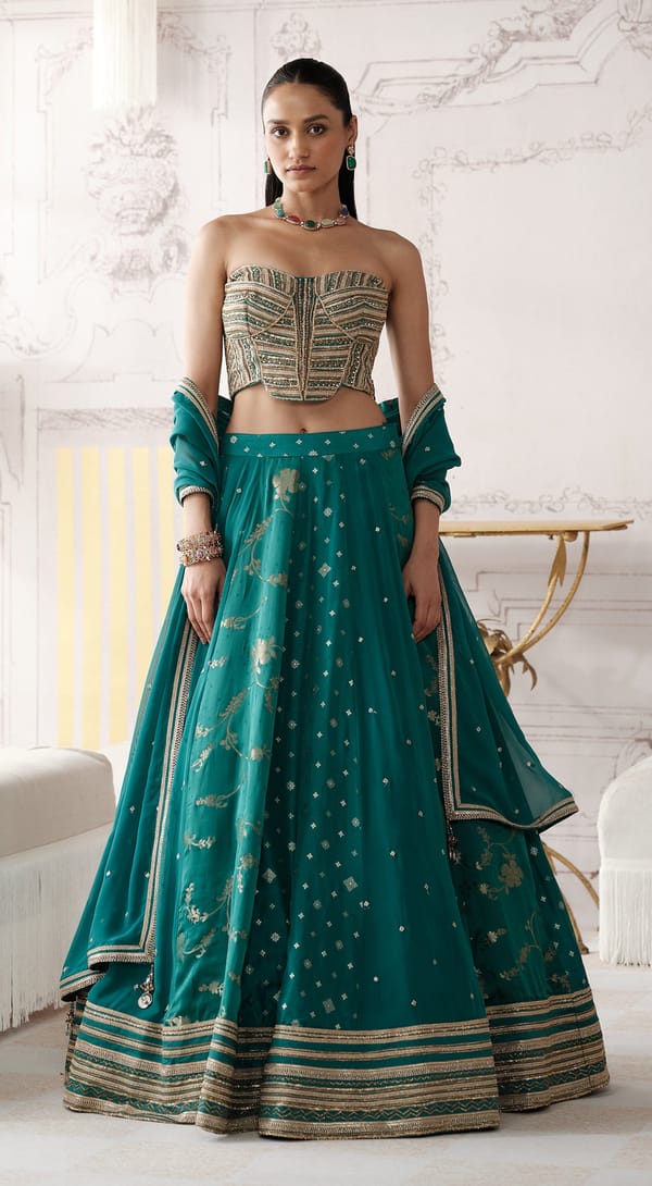 The Royal Teal Lehenga — Basanti Kapde aur Koffee