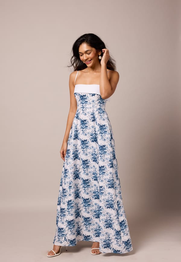 Thea - Blue Floral Dress — Mazikien