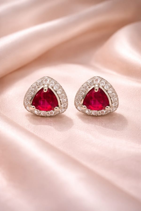 Trillion Halo Stud Earrings — SilvPop Jewels
