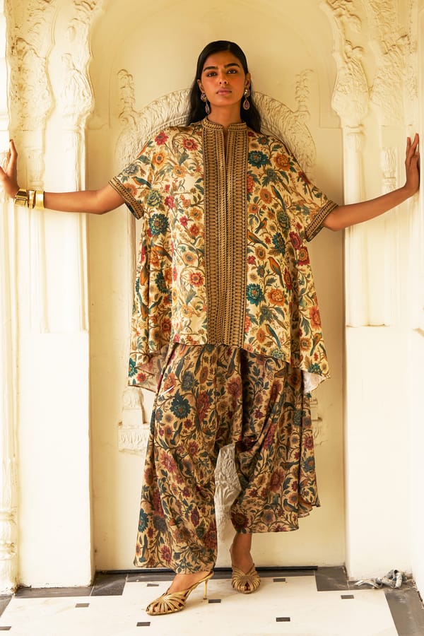 Multicolor Floral Printed Co-ord Set with Dori Placket — Dash and Dot