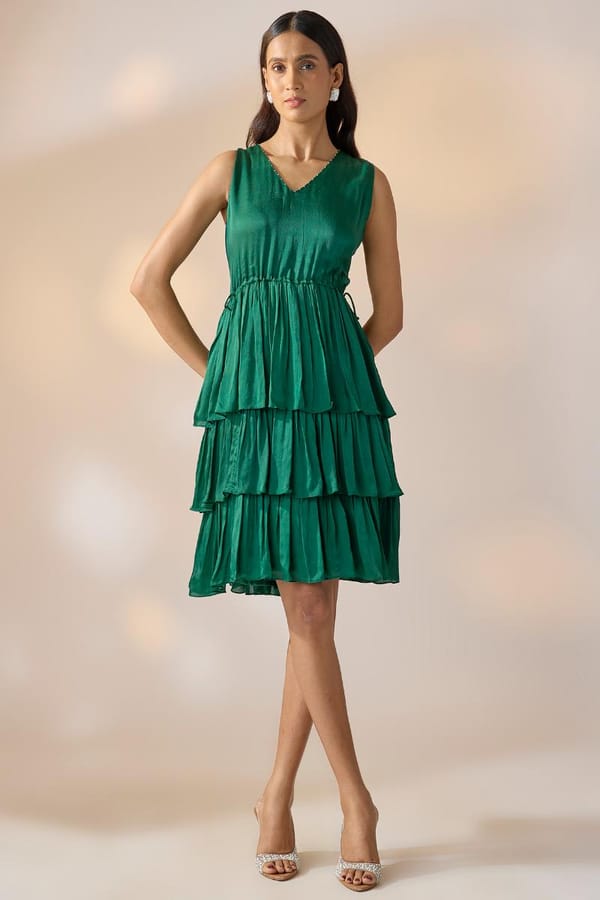 Green Tier Dress — EWOKE STUDIO