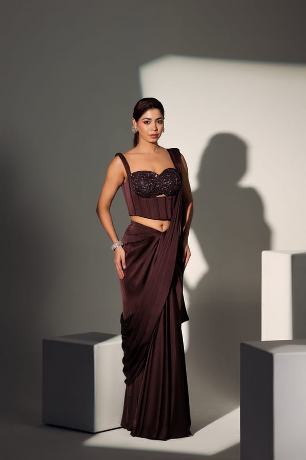 Diana Pre Draped Corset Saree — LIBAS CAFE