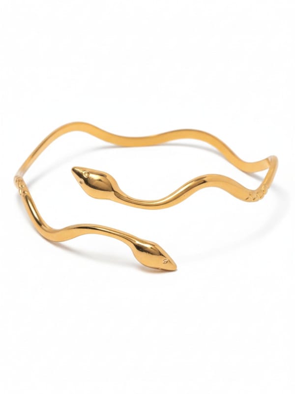 Wavy Double Headed Snake Open Bracelet — Cao Jewellery