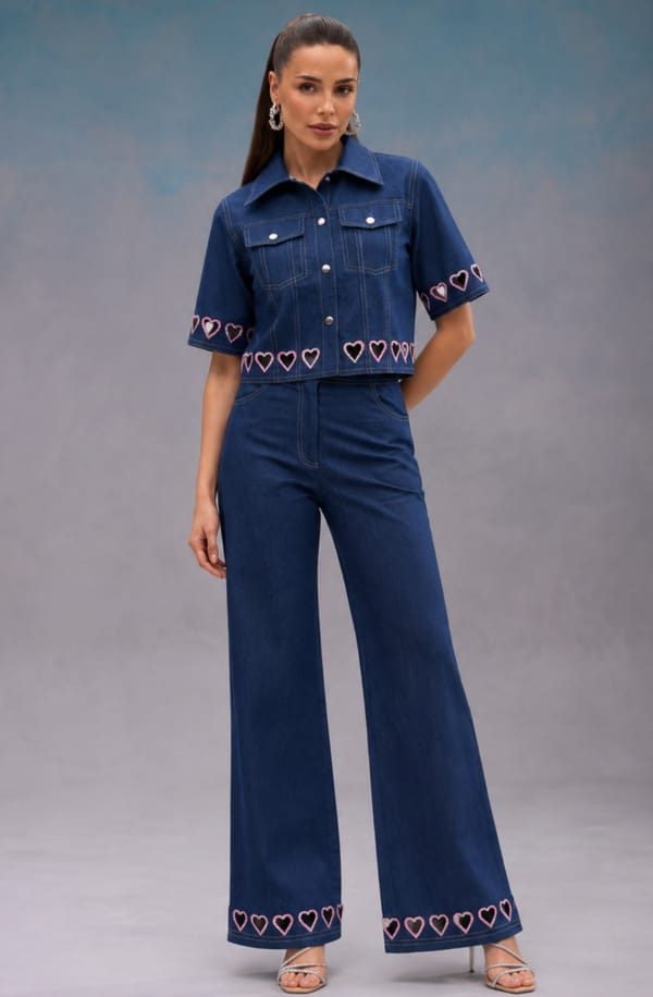 Blue Heart Cutwork Co Ord Set — OMBRELLO