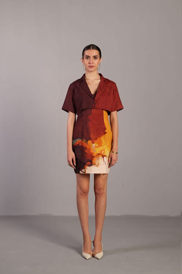 Diffuse Brown And Ochre Short Dress — CLOS