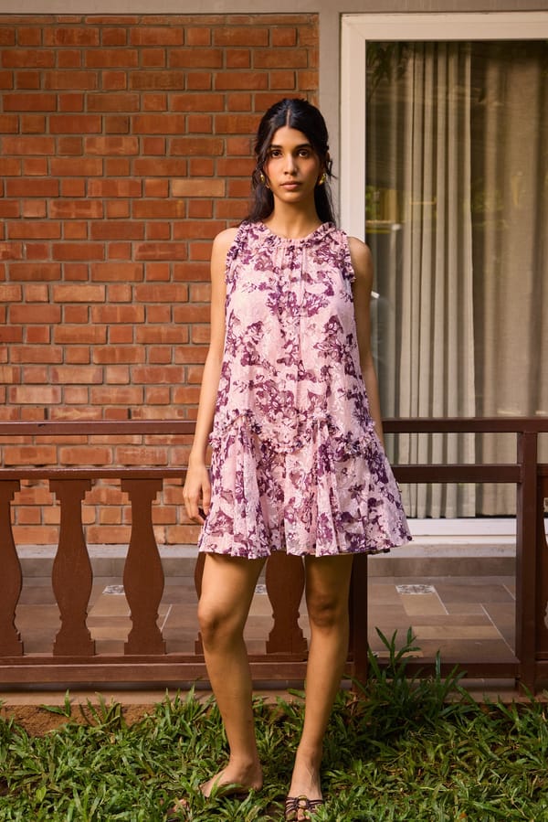 Plum Lace Short Dress — Needle Ten