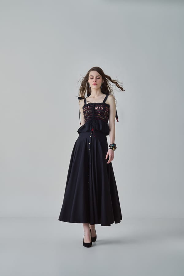 Black Smocked Peplum Blouse With Mirror Work — Saaksha and Kinni