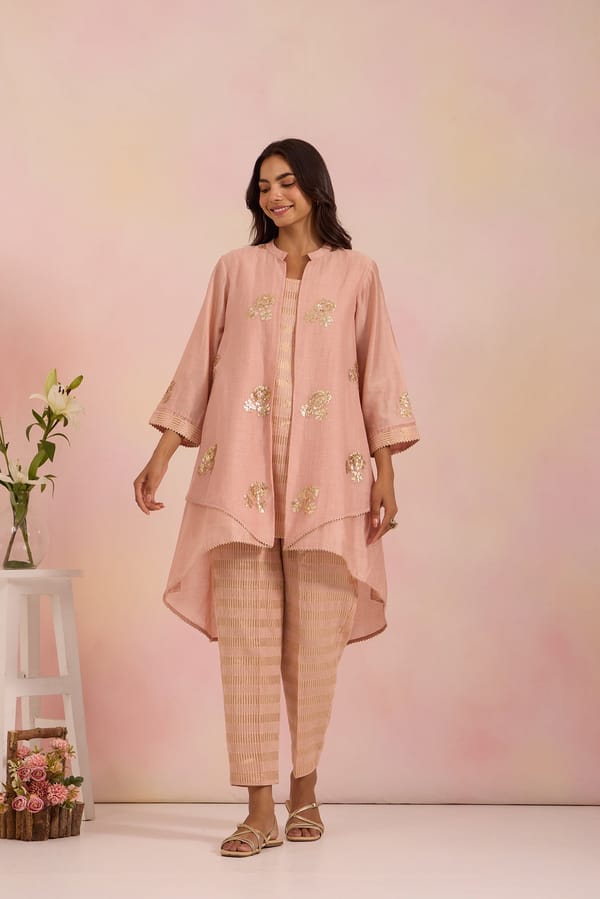 Embroidered Jacket Set With Tissue Inner and Pants — Omi Clothing